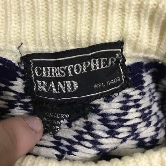 Christopher Rand winter blue cream sweater medium - Picture 3 of 3